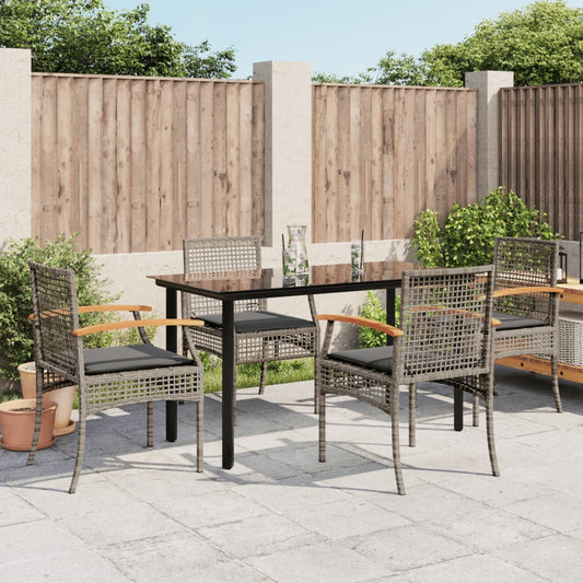 Garden Dining Set Grey PE rattan Medium UV-resistant materials