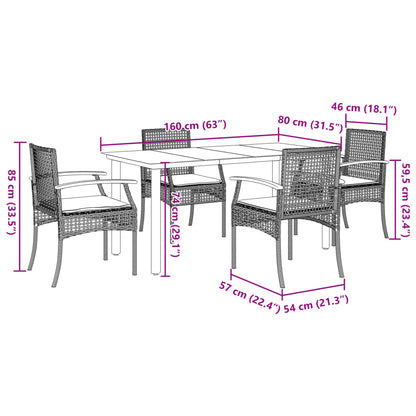Garden Dining Set Grey, Black