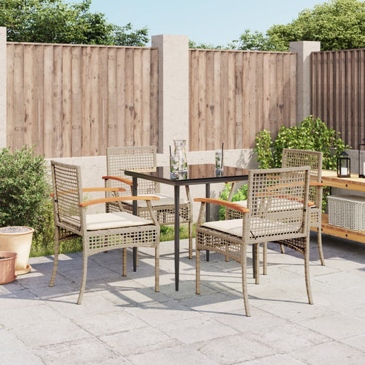 Patio Dining Set Beige PE Rattan Medium Removable Covers