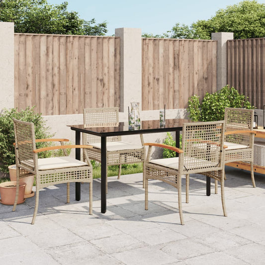 Garden Dining Set Beige, Black, Cream