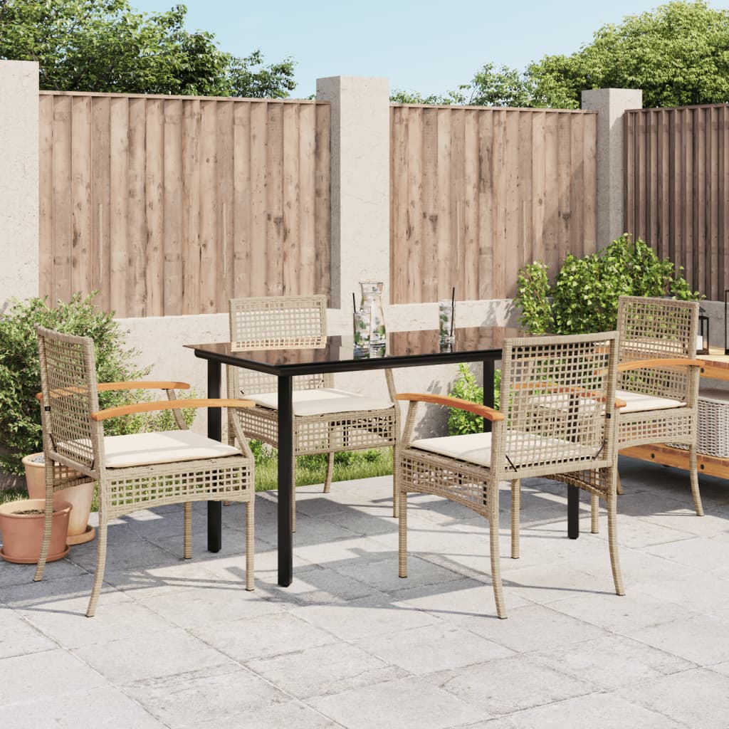 Garden Dining Set Beige, Black, Cream