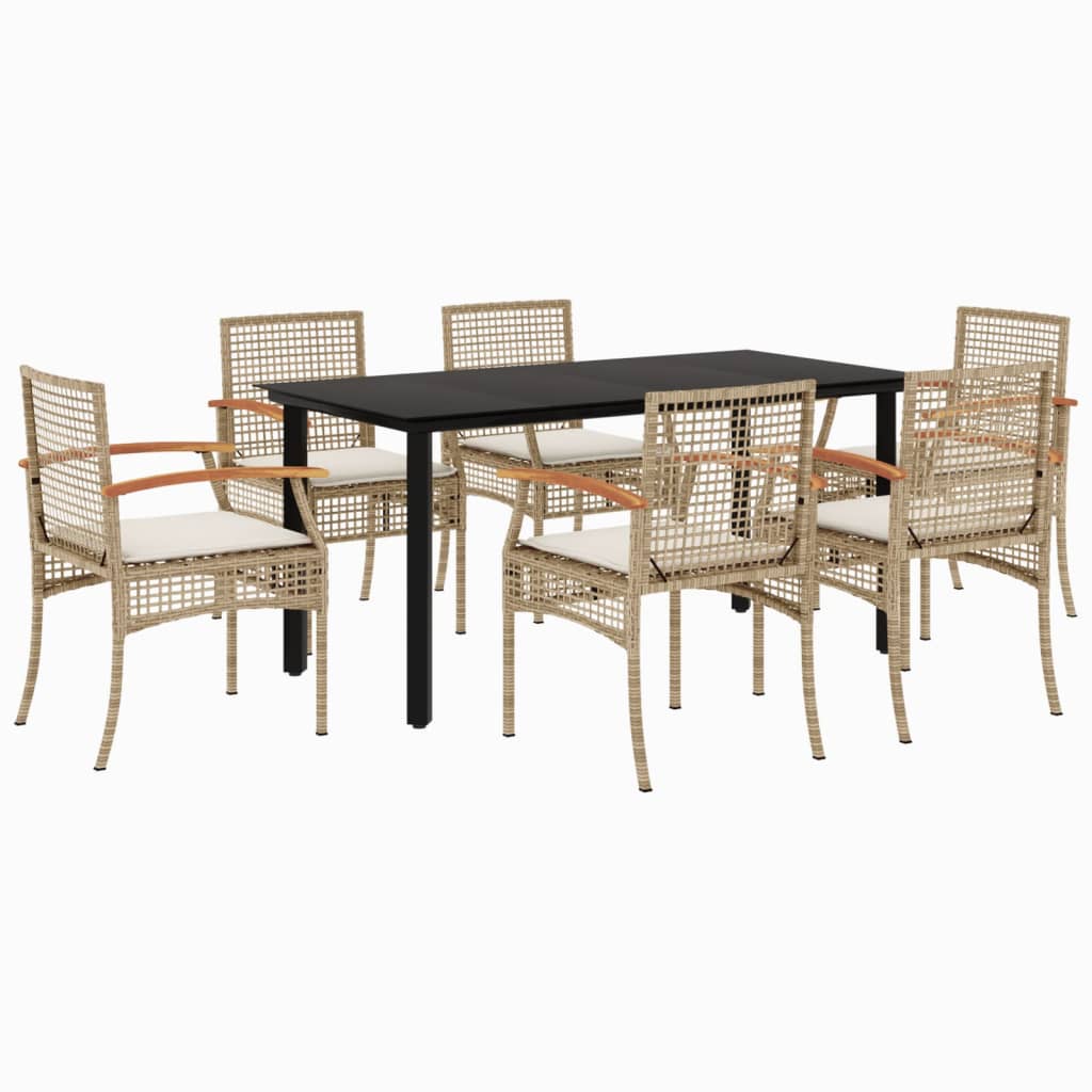 Garden Dining Set Beige PE Rattan Standard UV-resistant materials