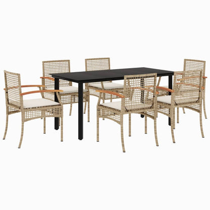 Garden Dining Set Beige PE Rattan Standard UV-resistant materials