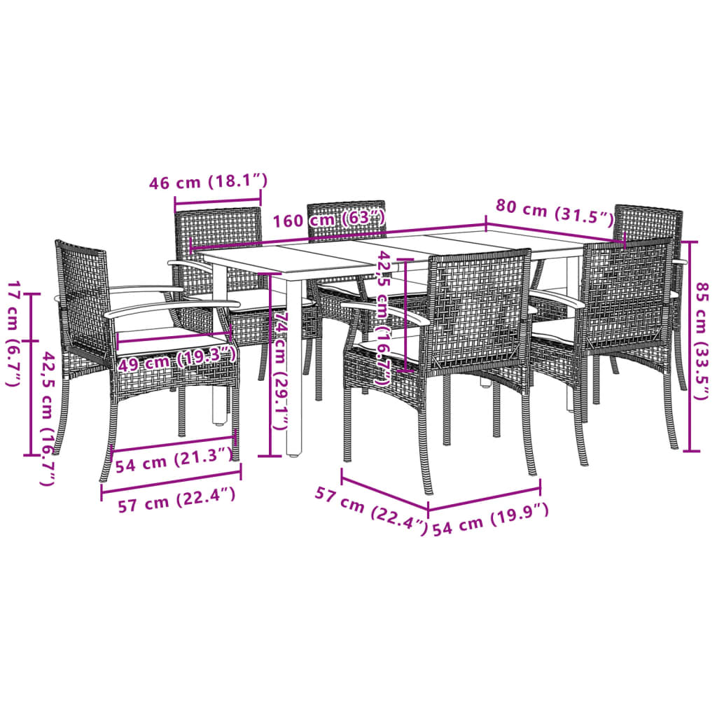 Garden Dining Set Beige PE Rattan Standard UV-resistant materials