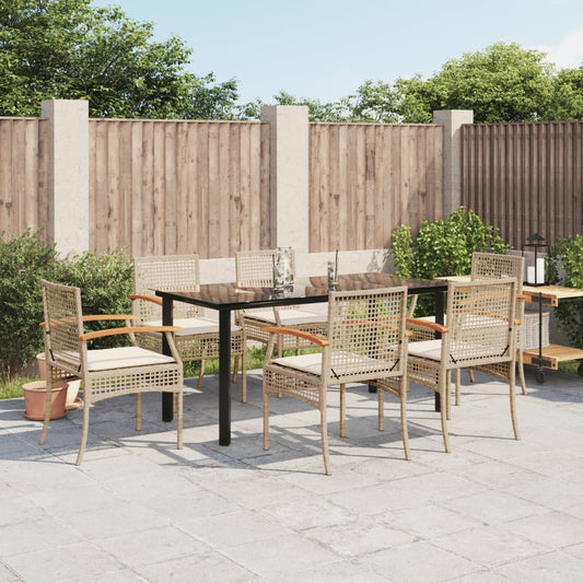 Garden Dining Set Beige PE Rattan Standard UV-resistant materials
