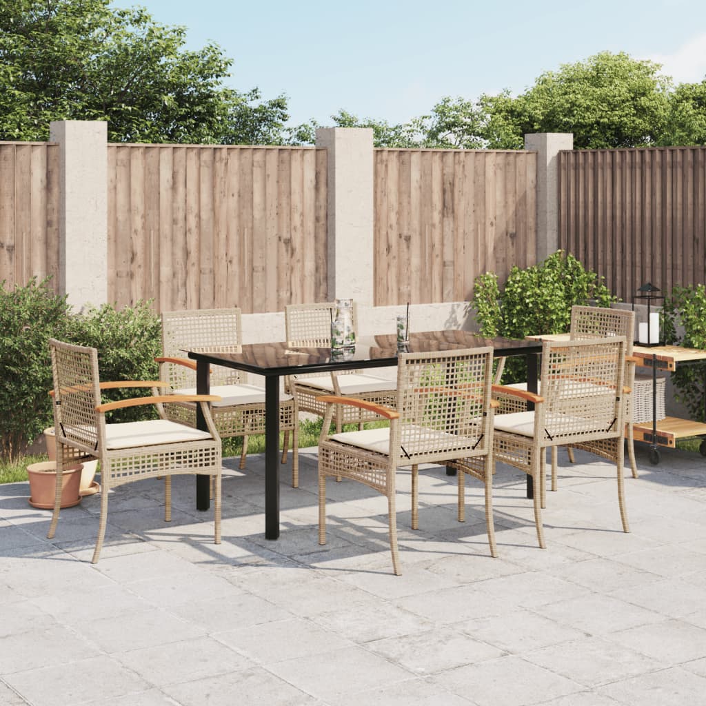 Garden Dining Set Beige PE Rattan Standard UV-resistant materials