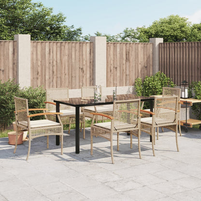 Garden Dining Set Beige PE Rattan Standard UV-resistant materials