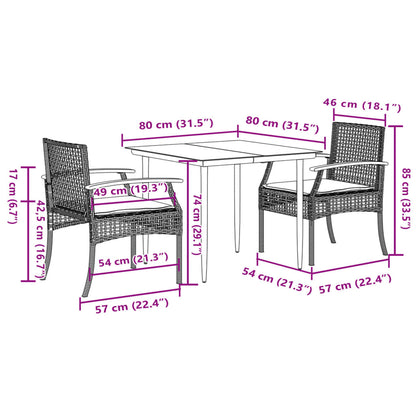 Patio Dining Set Set of 2 Gray PE rattan Compact Modern