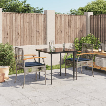 Patio Dining Set Set of 2 Gray PE rattan Compact Modern