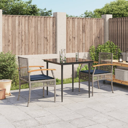 Patio Dining Set Set of 2 Gray PE rattan Compact Modern