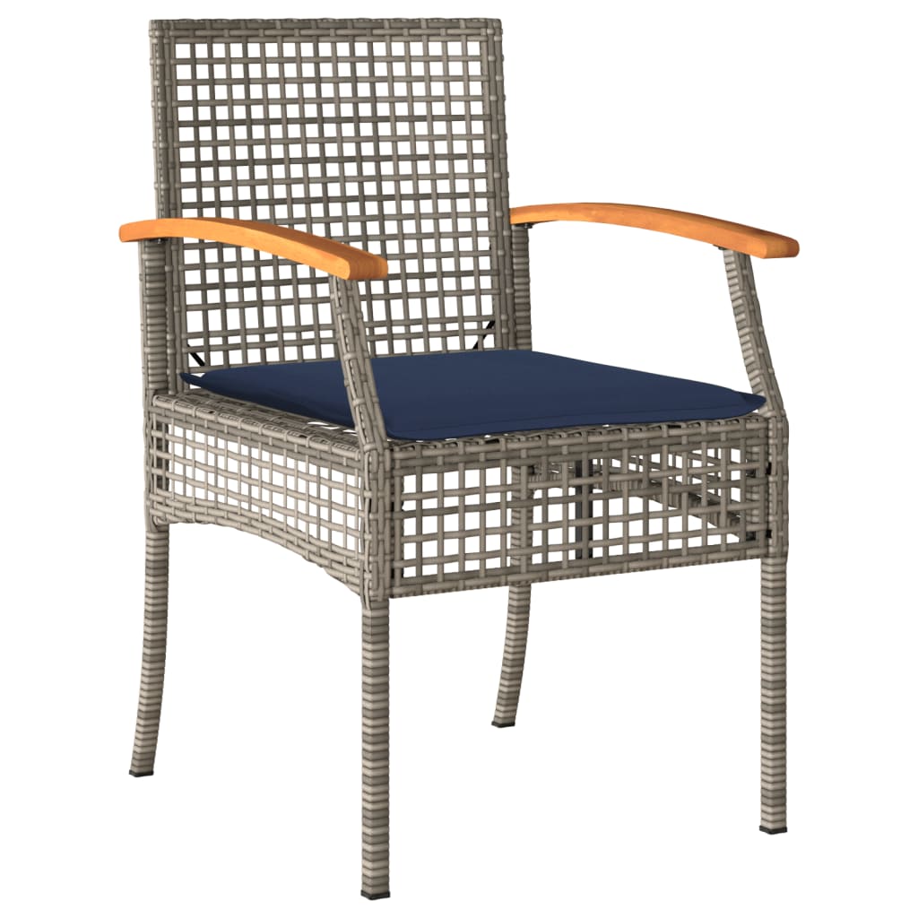 Patio Dining Set Set of 4 Grey PE Rattan 5 Piece