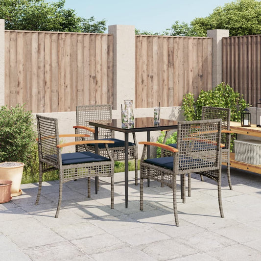Patio Dining Set Set of 4 Grey PE Rattan 5 Piece