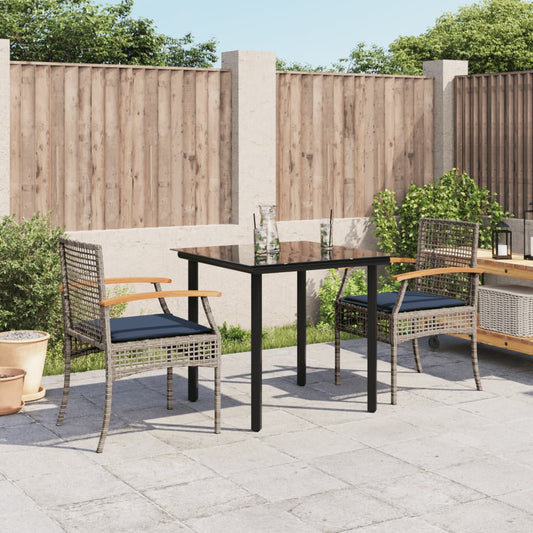 Patio Dining Set Set of 2 Gray PE rattan Medium Durable