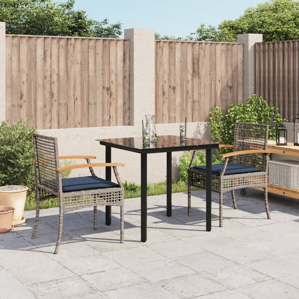 Patio Dining Set Set of 2 Gray PE rattan Medium Durable