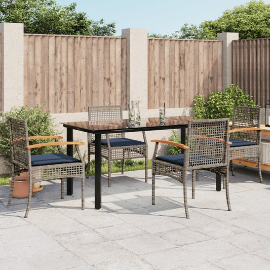 Patio Dining Set Set of 4 Gray, Black, Navy Blue