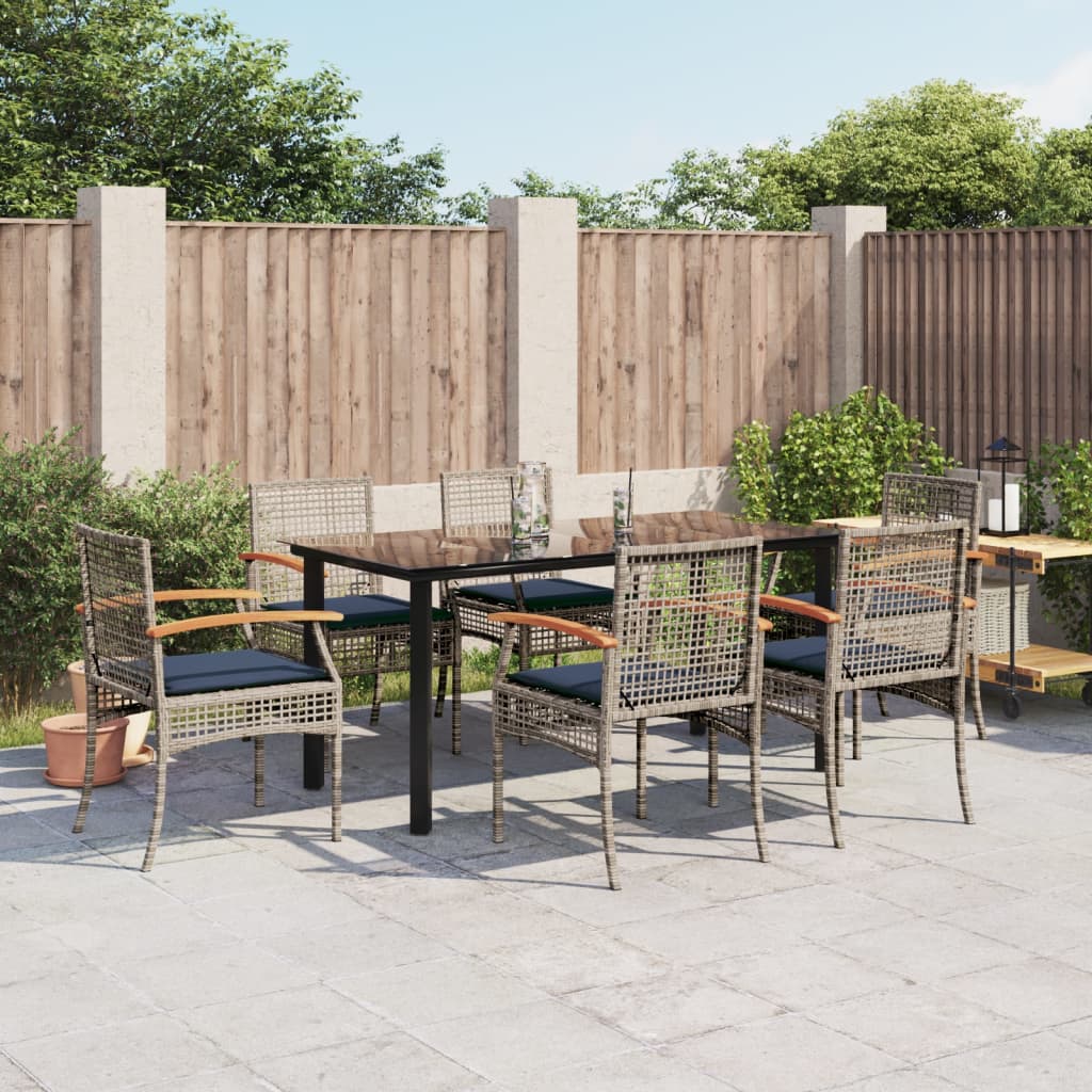 Patio Dining Set Set of 6 Gray, Navy Blue