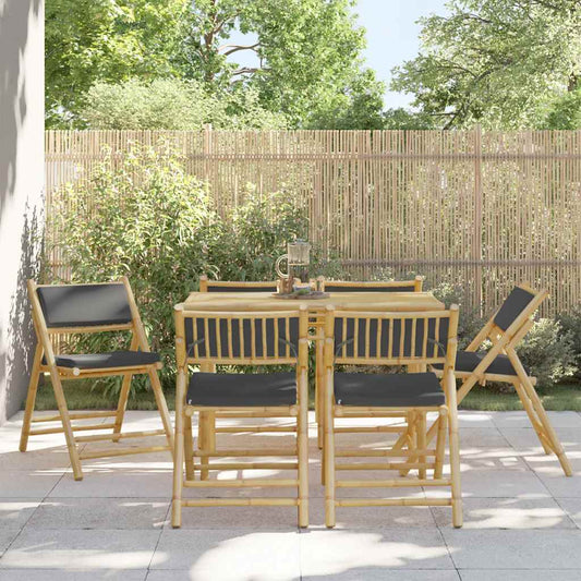 Bistro Chair Set of 6 Dark grey Bamboo, Polyester Standard