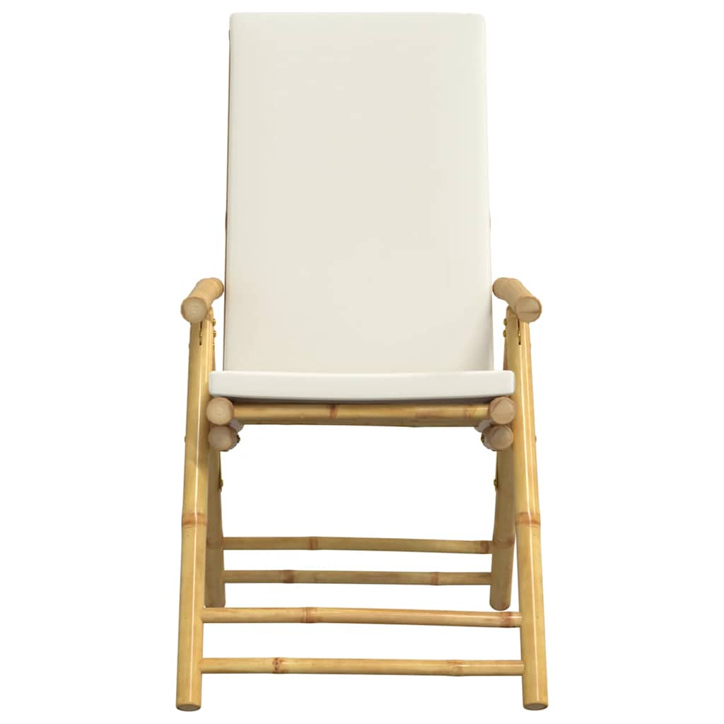 Garden Reclining Chair Set of 4 Cream White Bamboo Four-piece set