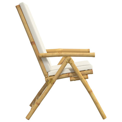 Garden Reclining Chair Set of 4 Cream White Bamboo Four-piece set