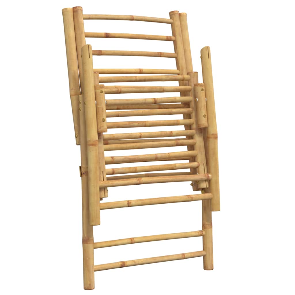 Garden Reclining Chair Set of 4 Cream White Bamboo Four-piece set