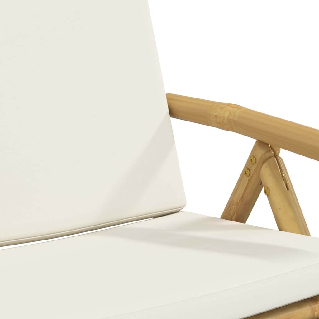 Garden Reclining Chair Set of 4 Cream White Bamboo Four-piece set