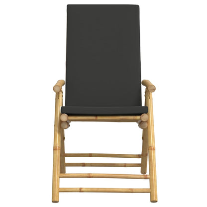 Garden Reclining Chair Set of 6 Dark gray and bamboo