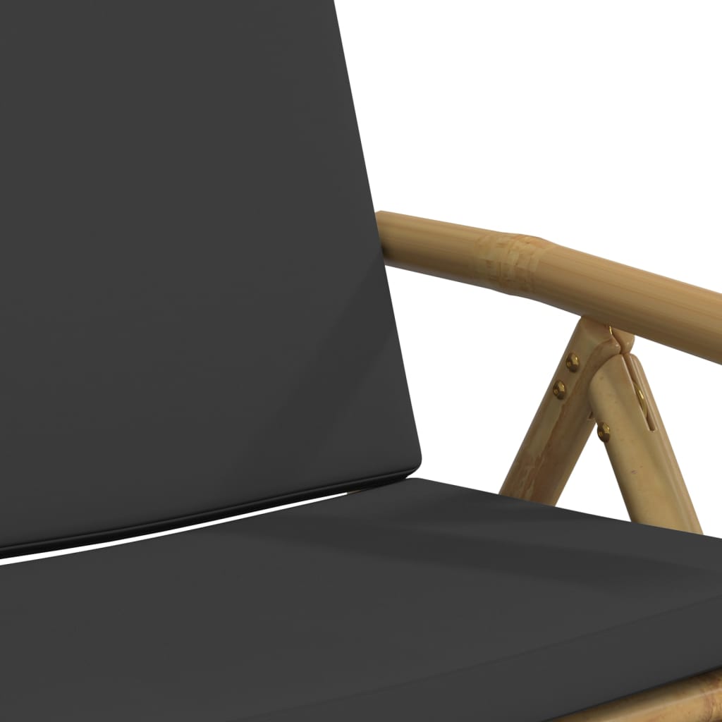 Garden Reclining Chair Set of 6 Dark gray and bamboo