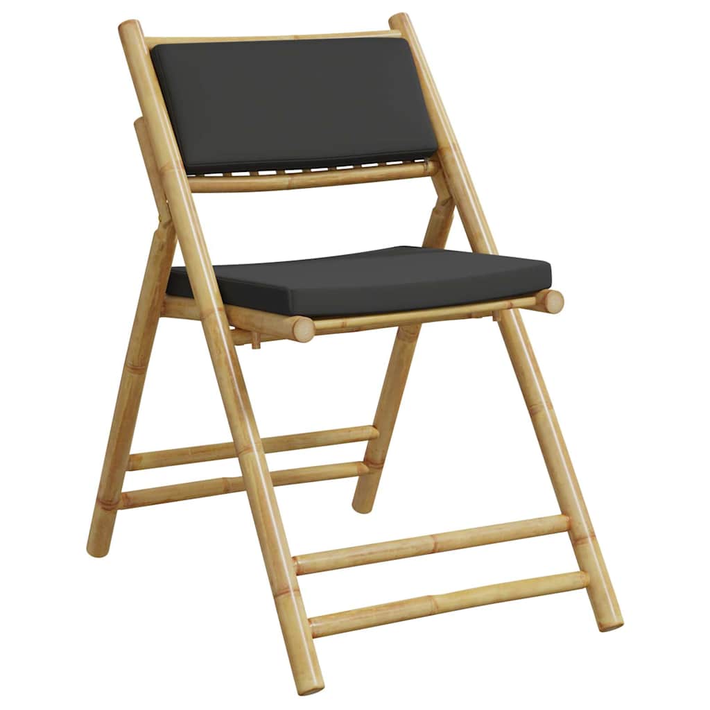 Bistro Set Dark Grey, Natural Bamboo Bamboo, Polyester Compact