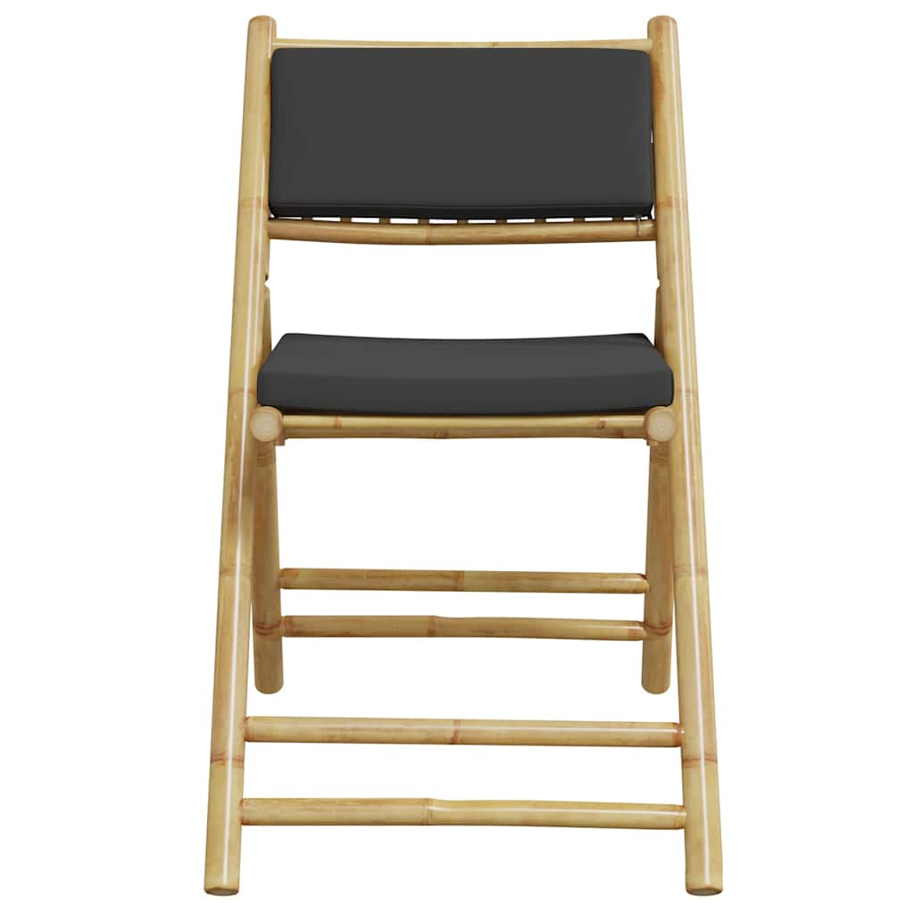 Bistro Set Dark Grey, Natural Bamboo Bamboo, Polyester Compact