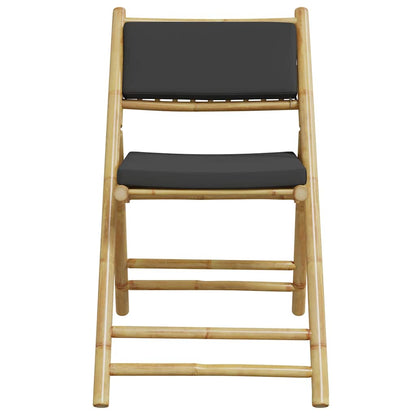 Bistro Set Dark Grey, Natural Bamboo Bamboo, Polyester Compact