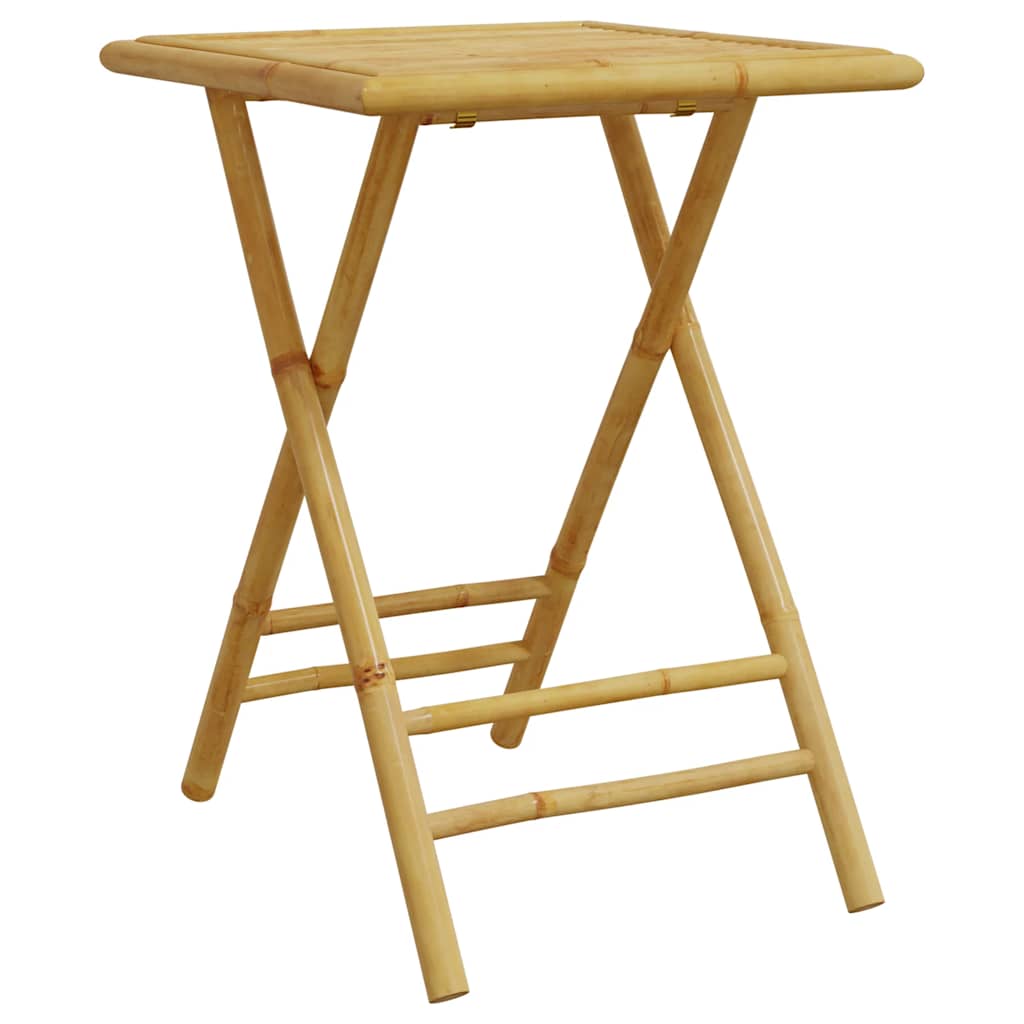 Bistro Set Dark Grey, Natural Bamboo Bamboo, Polyester Compact
