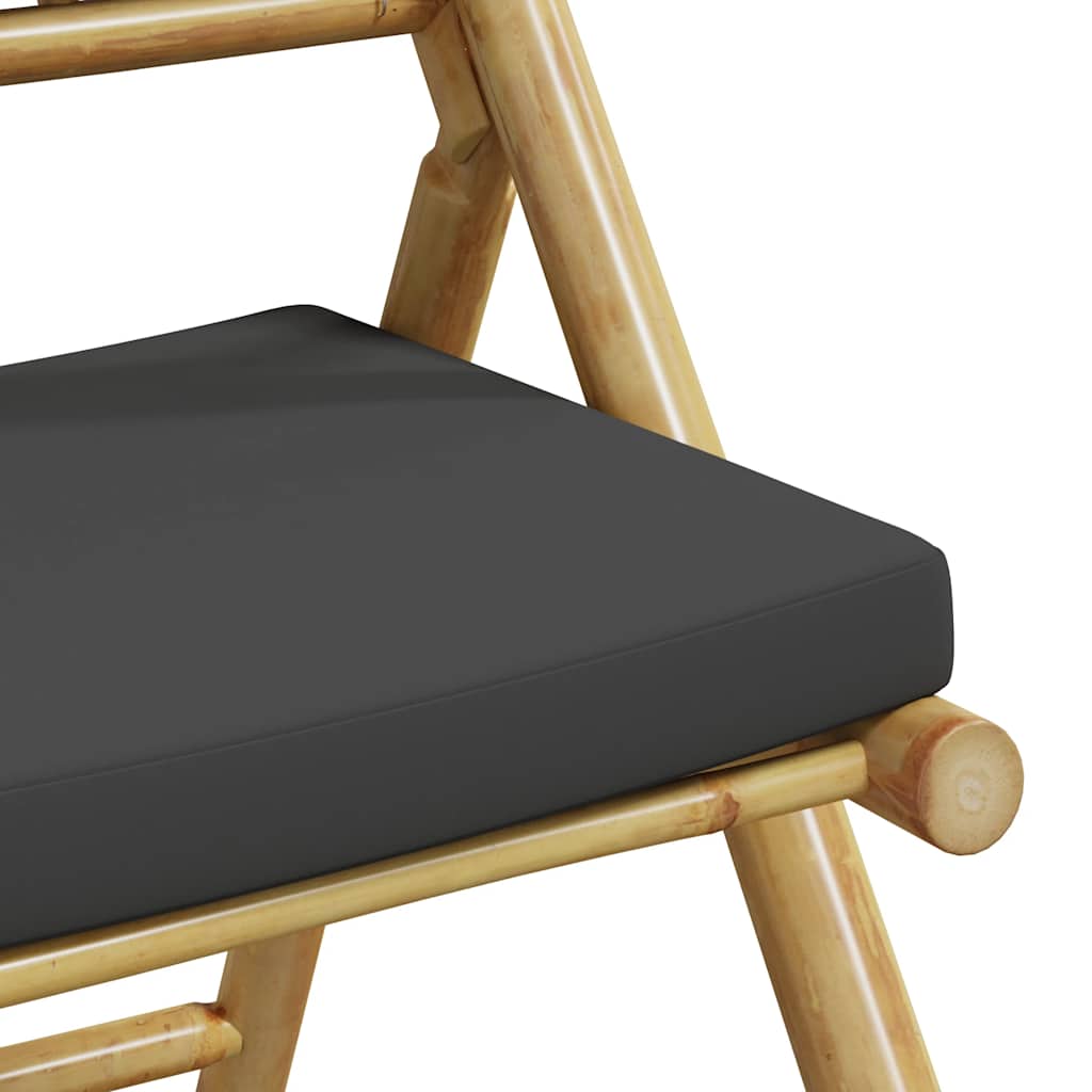 Bistro Set Dark Grey, Natural Bamboo Bamboo, Polyester Compact