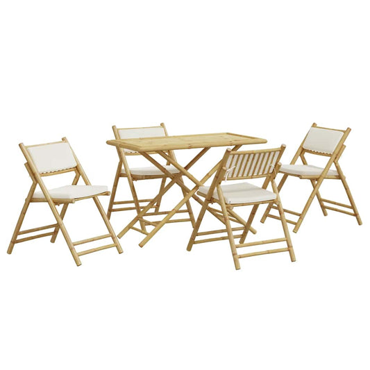 Bistro Set Cream White Bamboo Durable Bistro Set Rectangular