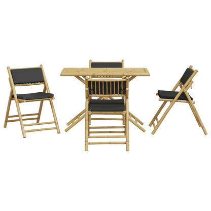 Bistro Set Bamboo, Dark Grey Bamboo, Polyester Standard