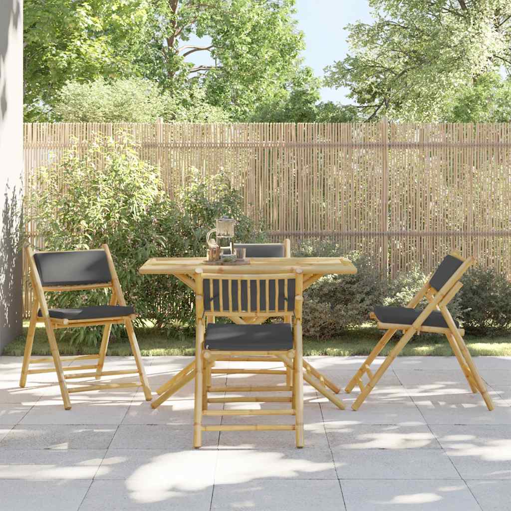 Bistro Set Bamboo, Dark Grey Bamboo, Polyester Standard