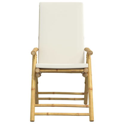 Bistro Set Cream White Bamboo, Fabric (100% polyester) 3 Piece Set
