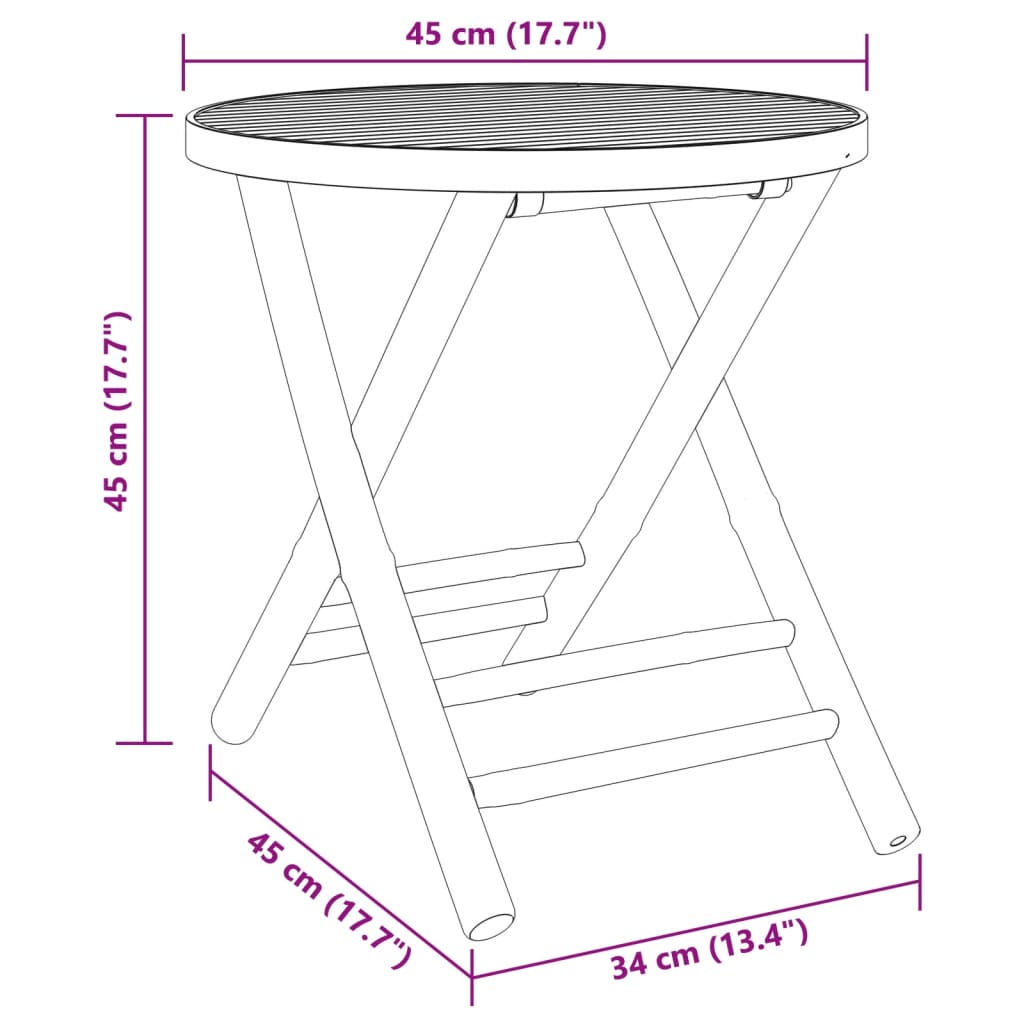 Bistro Set Dark Grey, Natural Brown Bamboo, Polyester Small