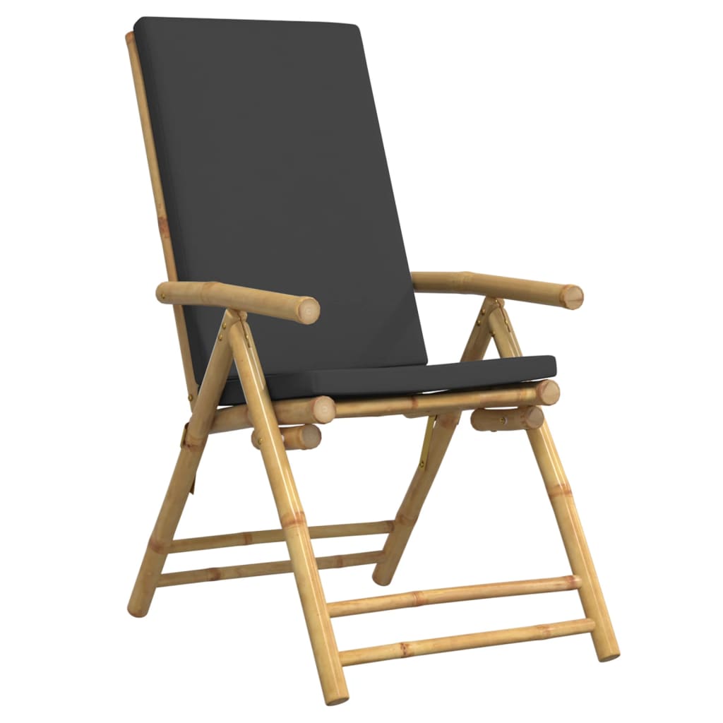 Bistro Set Dark Grey, Natural Brown Bamboo, Polyester Small