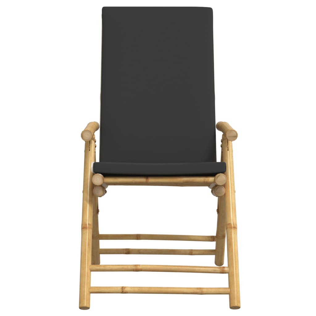 Bistro Set Dark Grey, Natural Brown Bamboo, Polyester Small