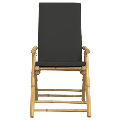 Bistro Set Dark Grey, Natural Brown Bamboo, Polyester Small