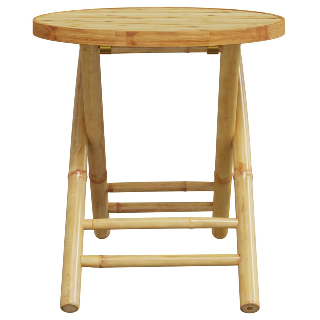 Bistro Set Dark Grey, Natural Brown Bamboo, Polyester Small