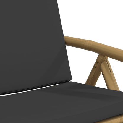 Bistro Set Dark Grey, Natural Brown Bamboo, Polyester Small
