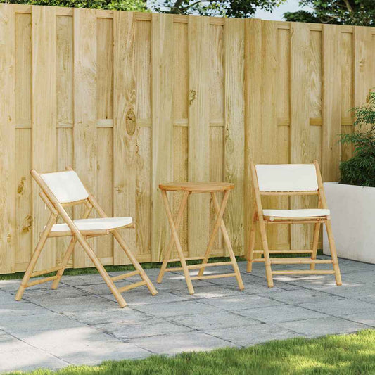 Bistro Set Cream White Bamboo, Polyester, Foam, Cotton fiber Medium