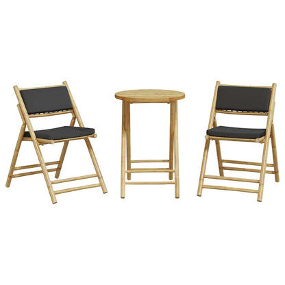 Bistro Set Dark Grey, Bamboo Bamboo, Polyester Medium Foldable