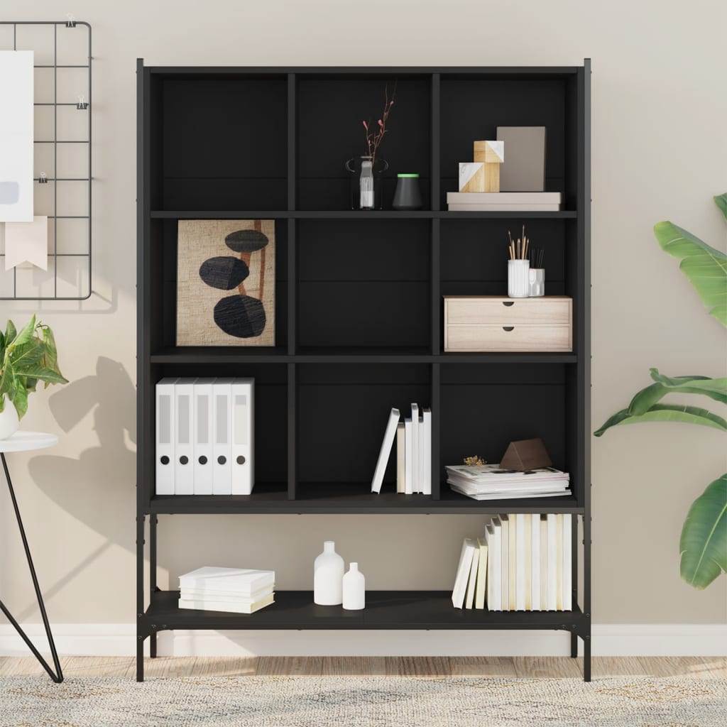 Bookcase Black Engineered wood, steel Medium Bookcase