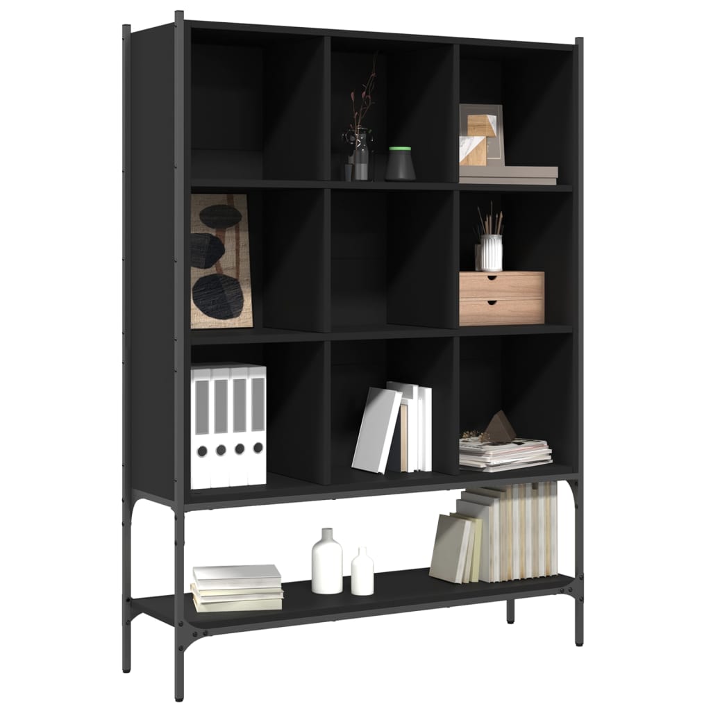 Bookcase Black Engineered wood, steel Medium Bookcase