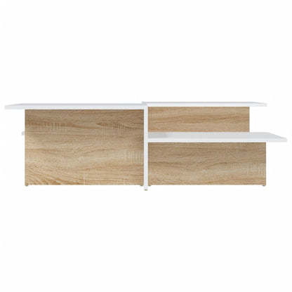 Coffee Table Set of 2 Sonoma Oak and White Engineered Wood Medium