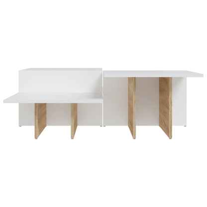 Coffee Table Set of 2 Sonoma Oak and White Engineered Wood Medium