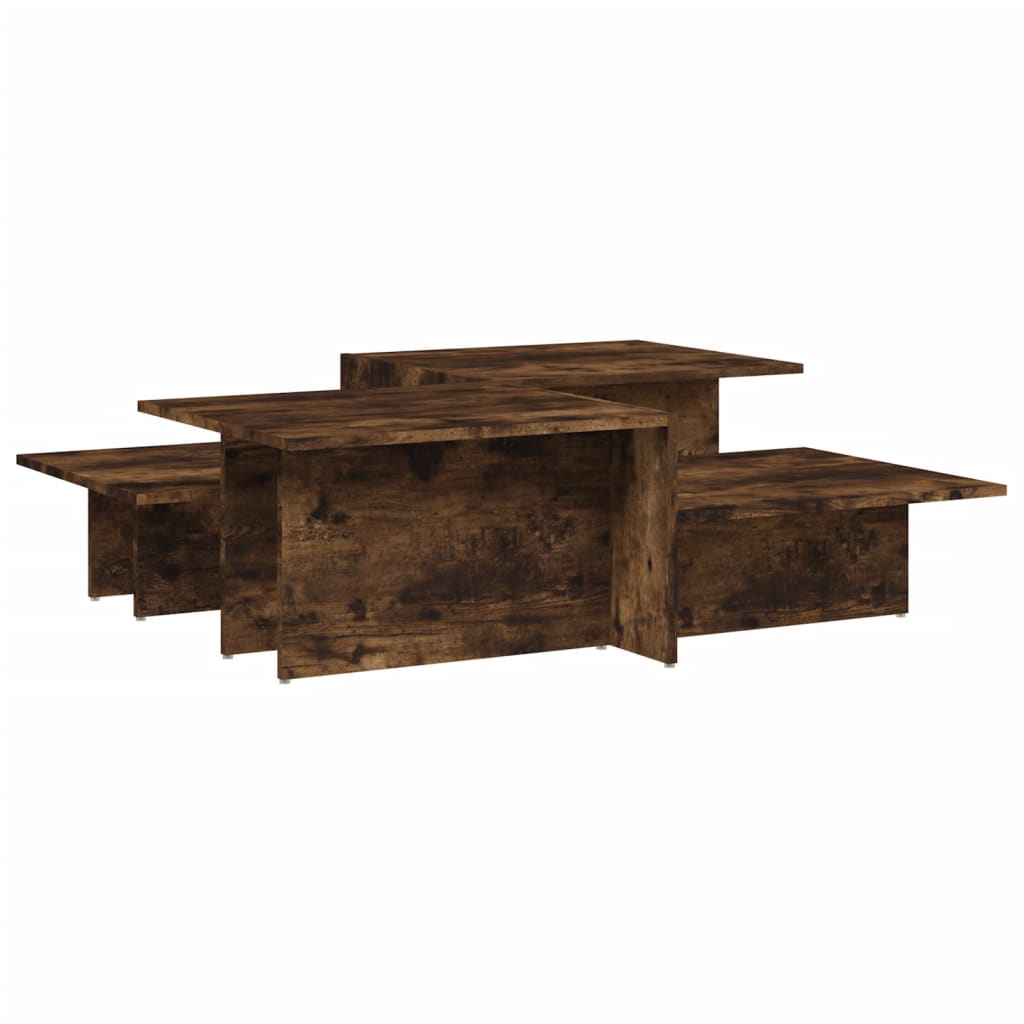 Coffee Table Set of 2 Smoked oak Engineered wood Medium Durable