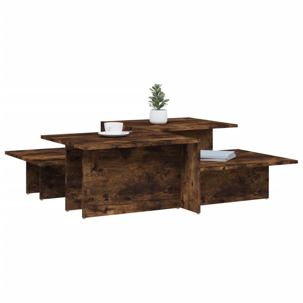 Coffee Table Set of 2 Smoked oak Engineered wood Medium Durable